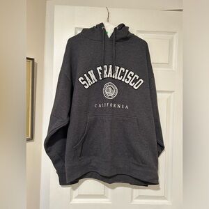 Gray fleece lined San Francisco, California hoodie, size 2X,25” pit to pit.